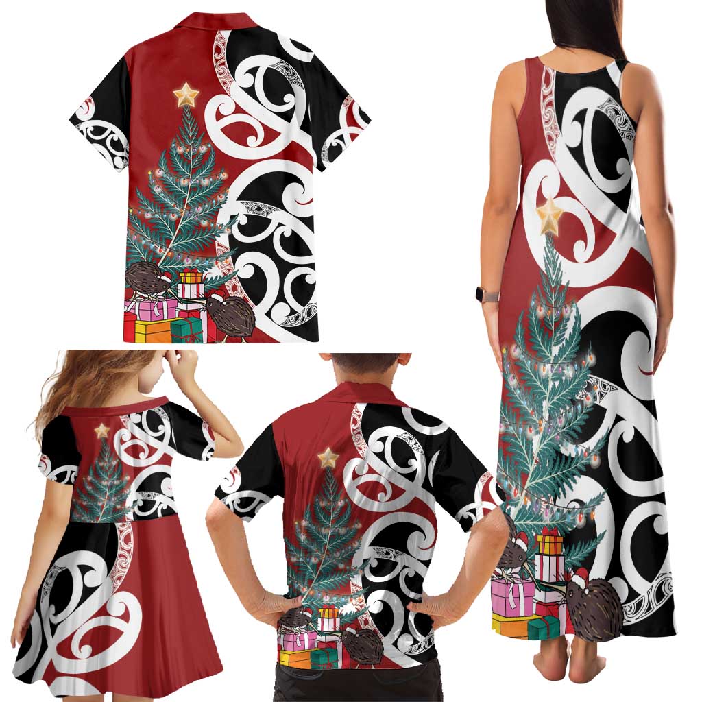 New Zealand Silver Fern Christmas Tree Family Matching Tank Maxi Dress and Hawaiian Shirt Meri Kirihimete - Polynesian Pride