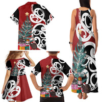 New Zealand Silver Fern Christmas Tree Family Matching Tank Maxi Dress and Hawaiian Shirt Meri Kirihimete - Polynesian Pride