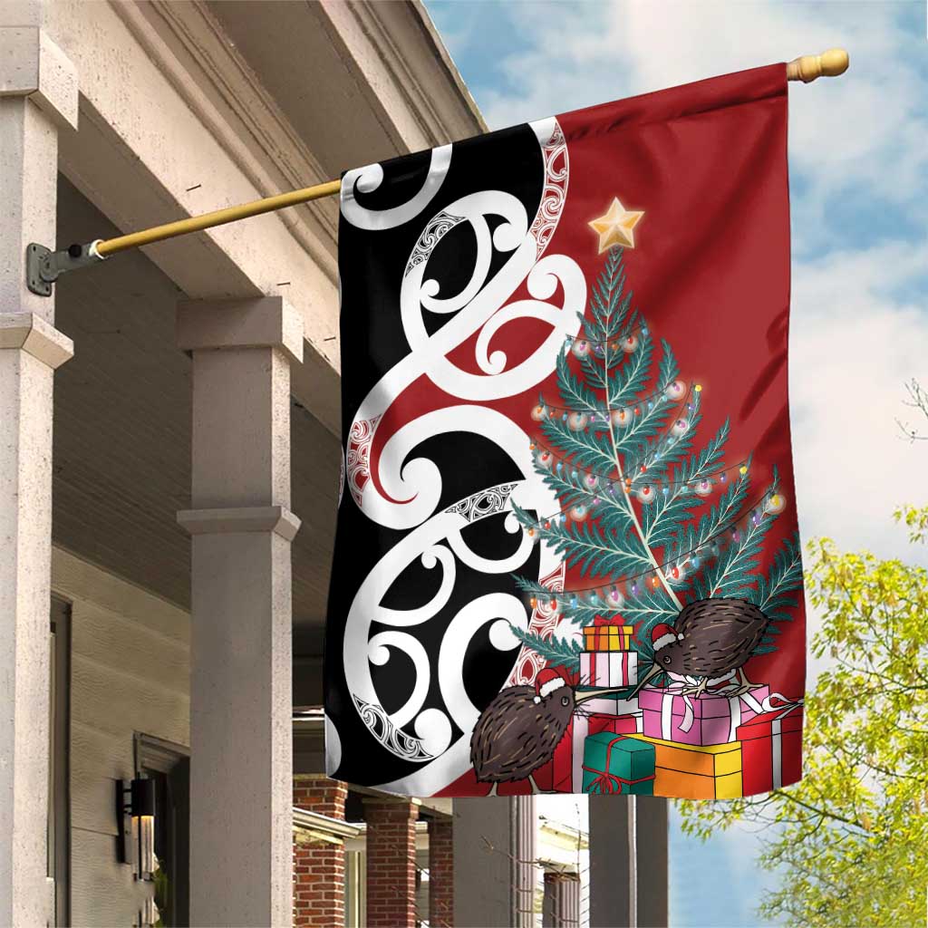 New Zealand Silver Fern Christmas Tree Garden Flag Meri Kirihimete - Polynesian Pride