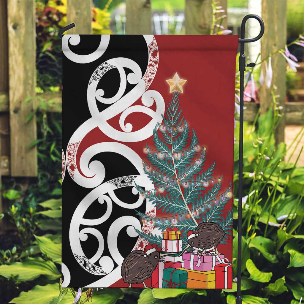 New Zealand Silver Fern Christmas Tree Garden Flag Meri Kirihimete - Polynesian Pride