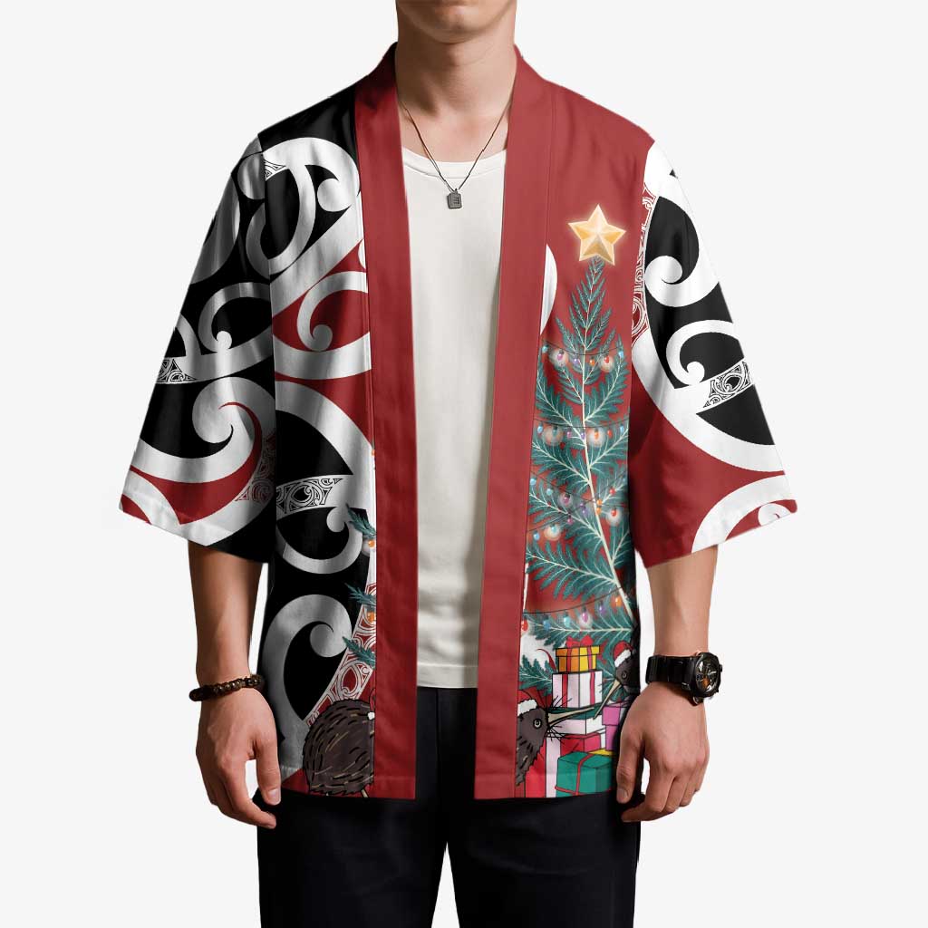New Zealand Silver Fern Christmas Tree Kimono Meri Kirihimete - Polynesian Pride