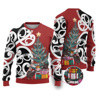 New Zealand Silver Fern Christmas Tree Ugly Christmas Sweater Meri Kirihimete - Polynesian Pride