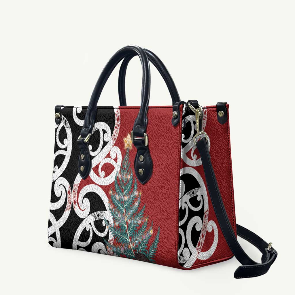 New Zealand Silver Fern Christmas Tree Leather Bag Meri Kirihimete - Polynesian Pride