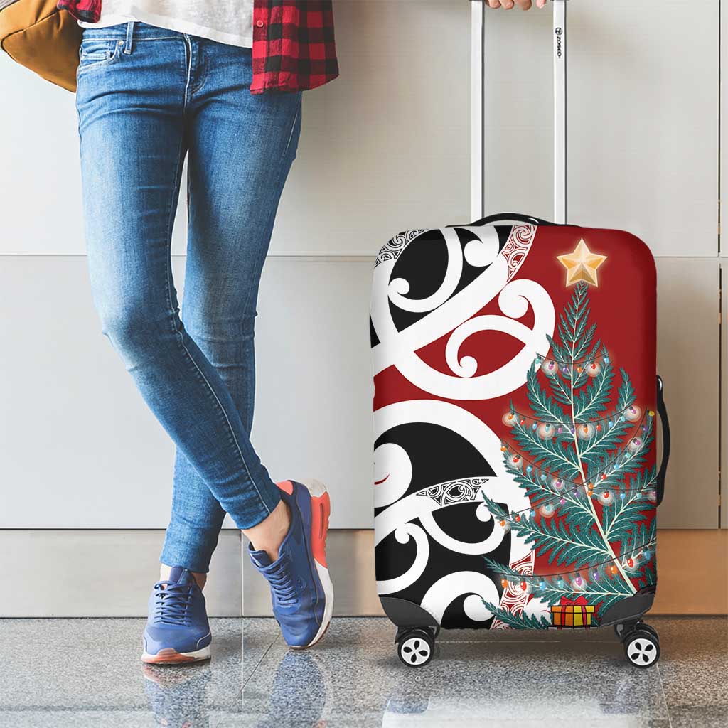 New Zealand Silver Fern Christmas Tree Luggage Cover Meri Kirihimete LT7 - Polynesian Pride