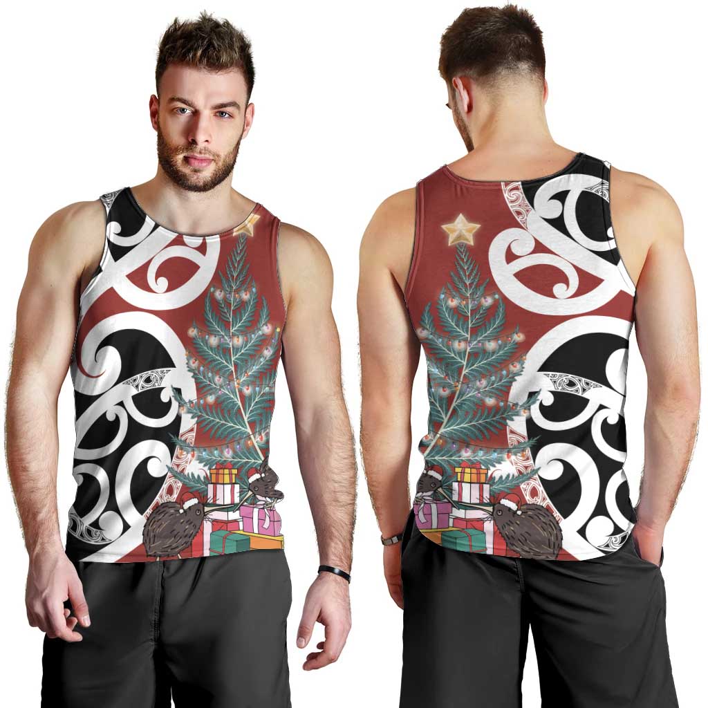 New Zealand Silver Fern Christmas Tree Men Tank Top Meri Kirihimete - Polynesian Pride