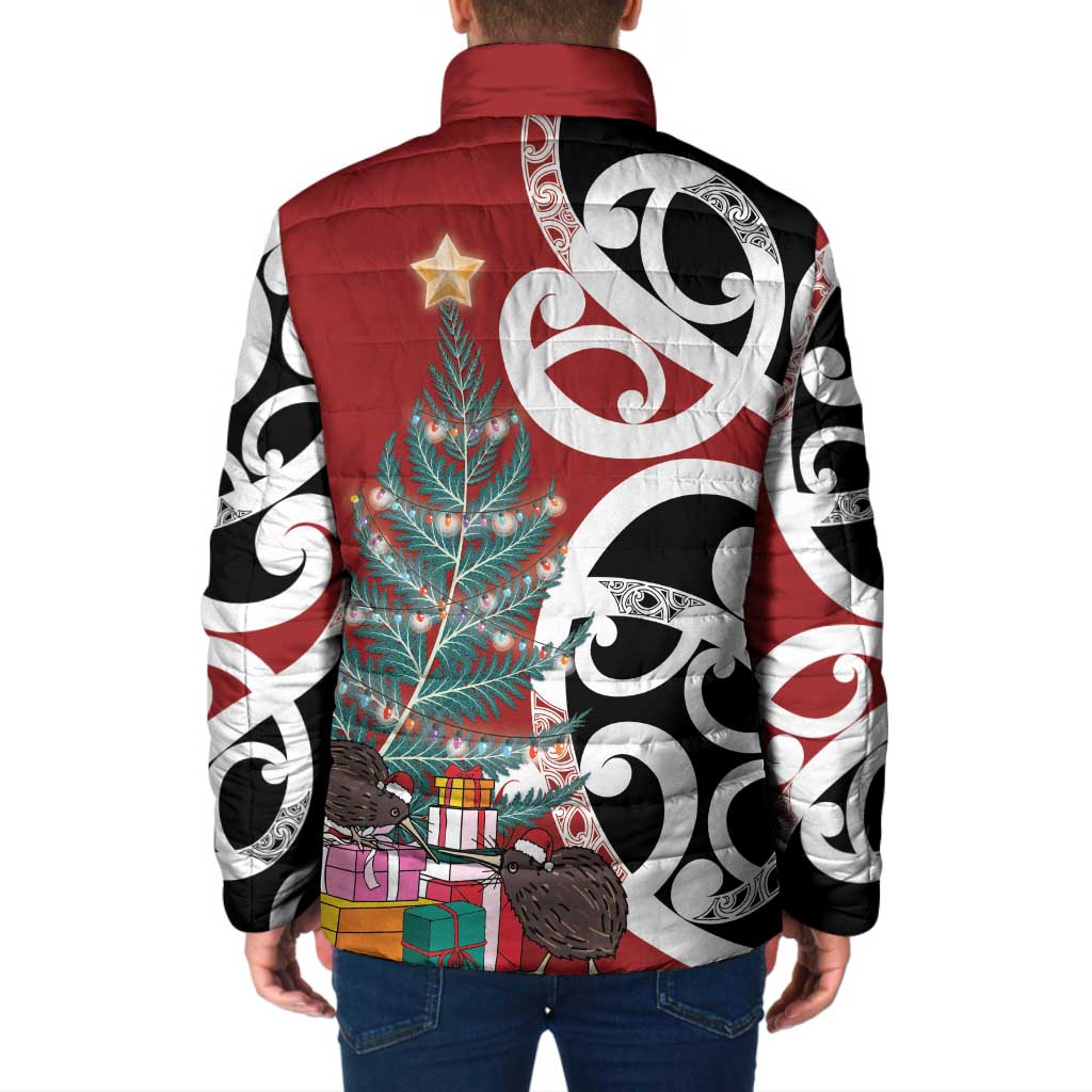 New Zealand Silver Fern Christmas Tree Padded Jacket Meri Kirihimete - Polynesian Pride