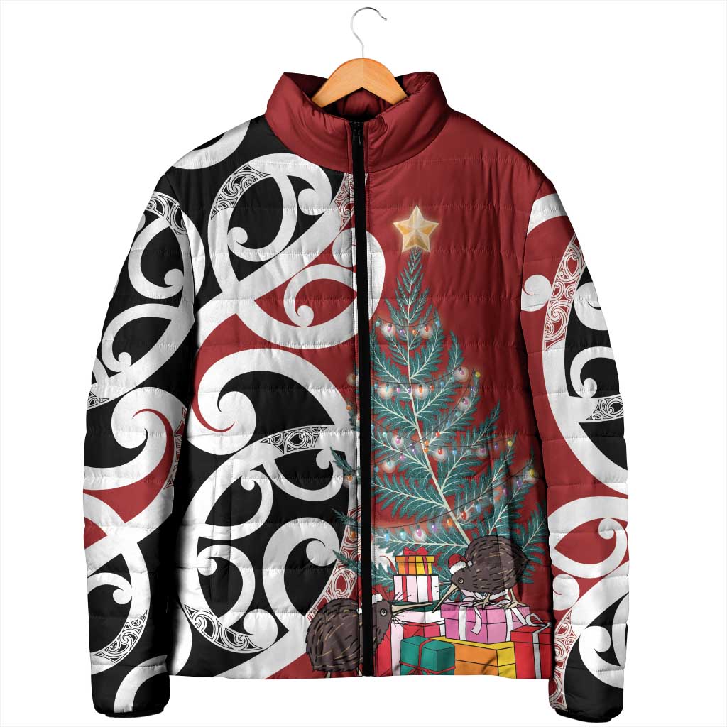 New Zealand Silver Fern Christmas Tree Padded Jacket Meri Kirihimete - Polynesian Pride