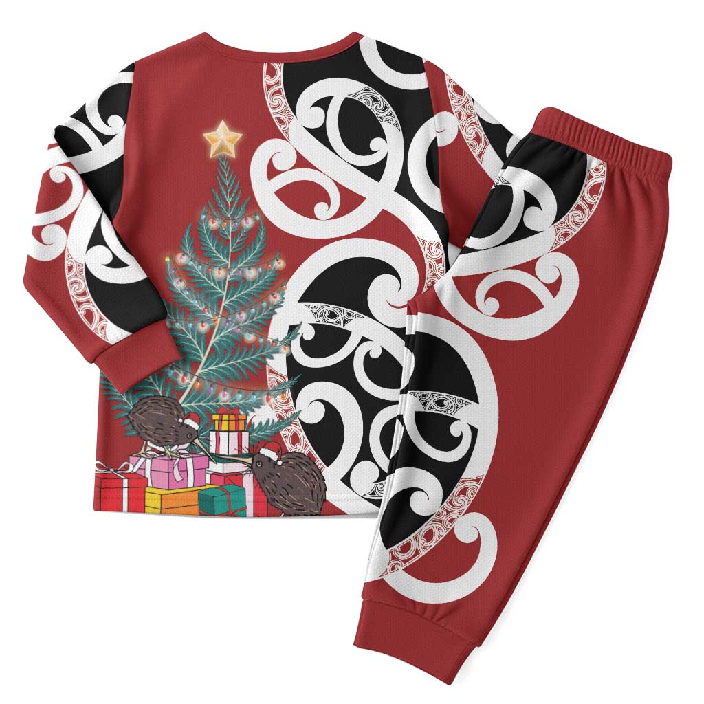 New Zealand Silver Fern Christmas Tree Christmas Pajama Set Meri Kirihimete - Polynesian Pride