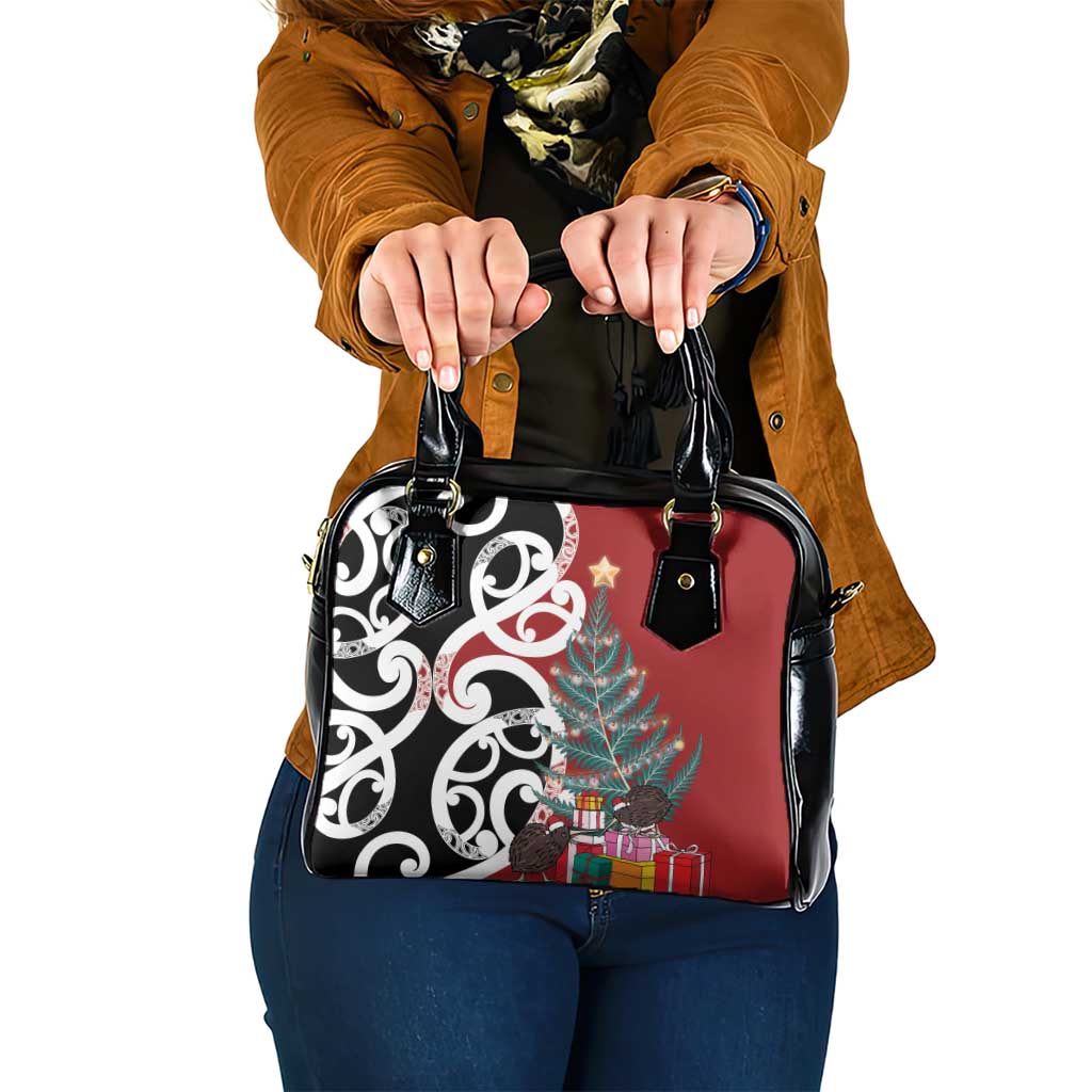 New Zealand Silver Fern Christmas Tree Shoulder Handbag Meri Kirihimete - Polynesian Pride