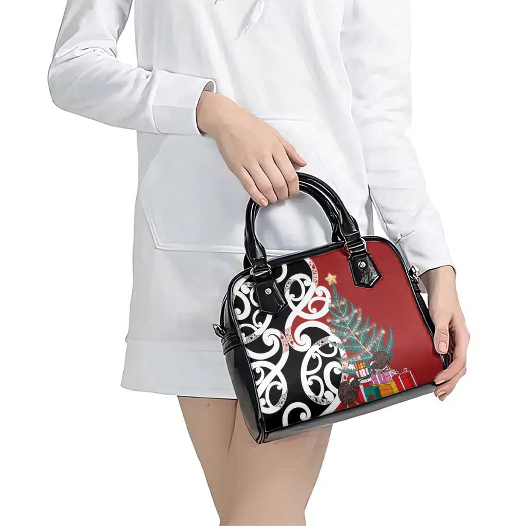 New Zealand Silver Fern Christmas Tree Shoulder Handbag Meri Kirihimete - Polynesian Pride