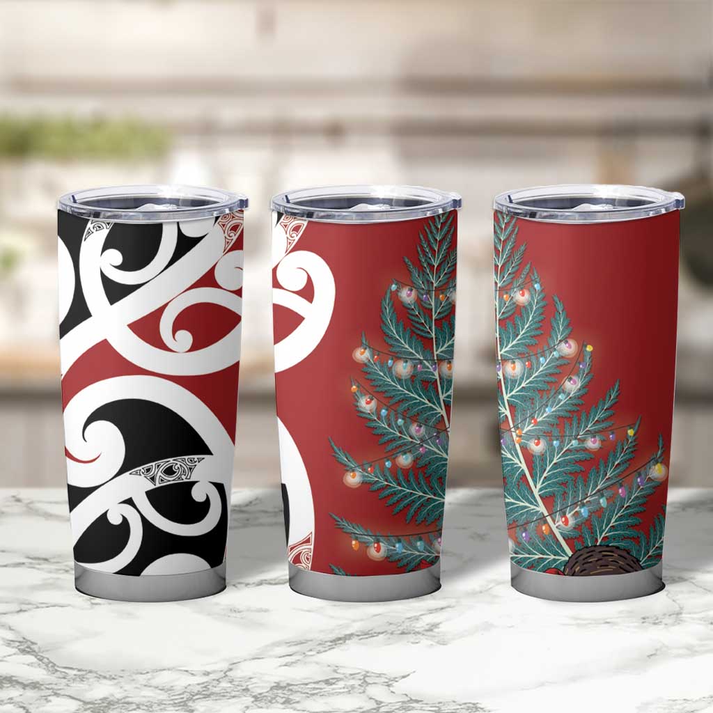 New Zealand Silver Fern Christmas Tree Tumbler Cup Meri Kirihimete - Polynesian Pride