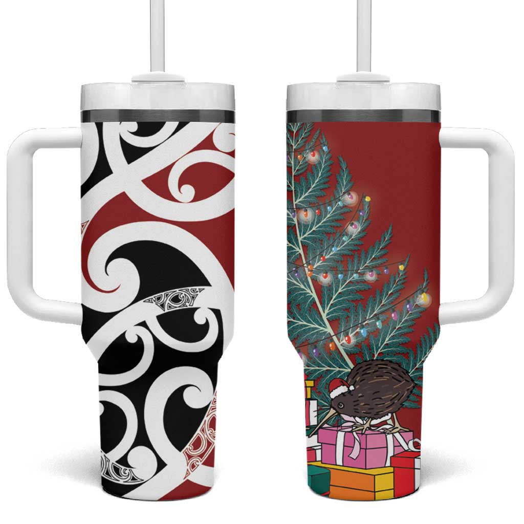 New Zealand Silver Fern Christmas Tree Tumbler With Handle Meri Kirihimete - Polynesian Pride