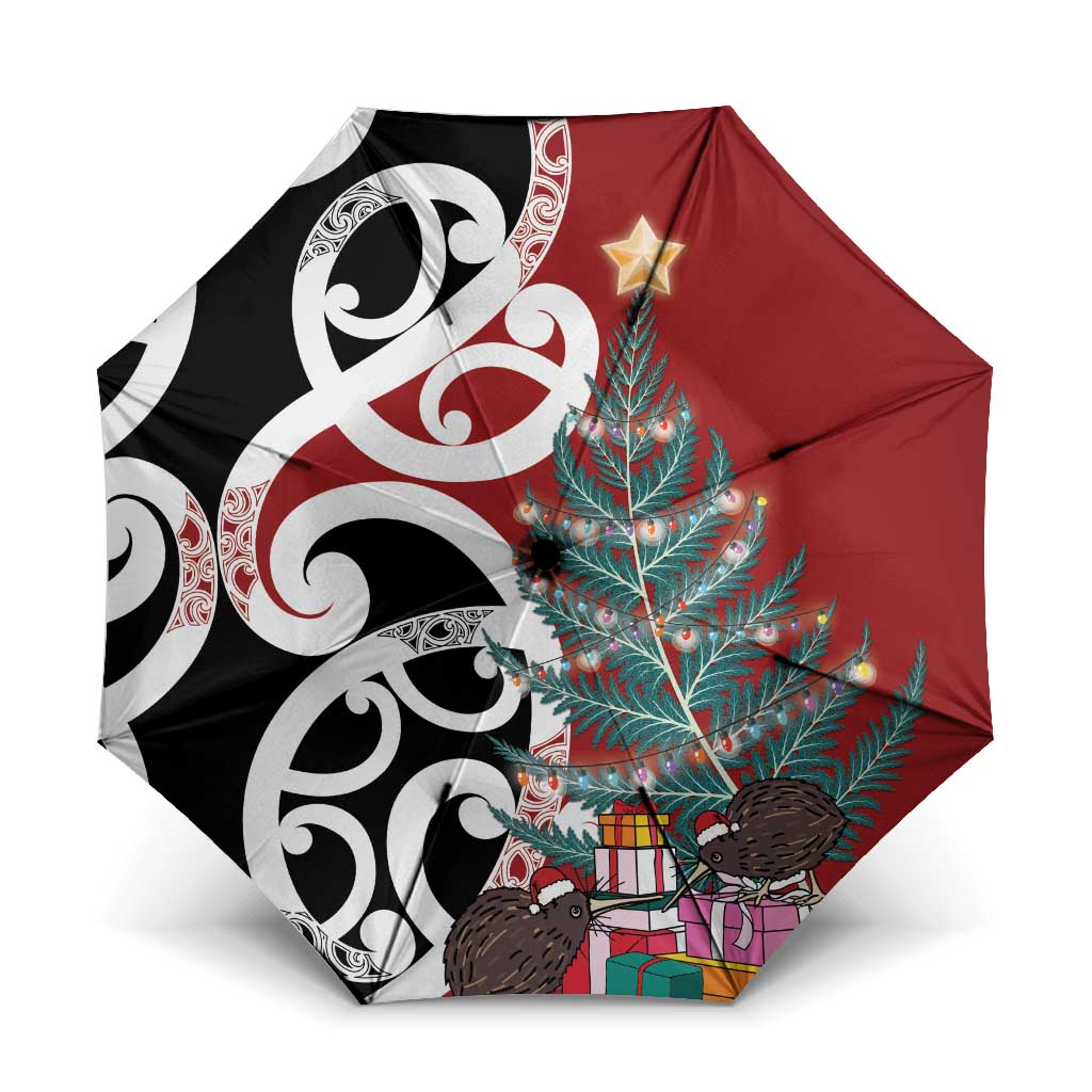 New Zealand Silver Fern Christmas Tree Umbrella Meri Kirihimete - Polynesian Pride