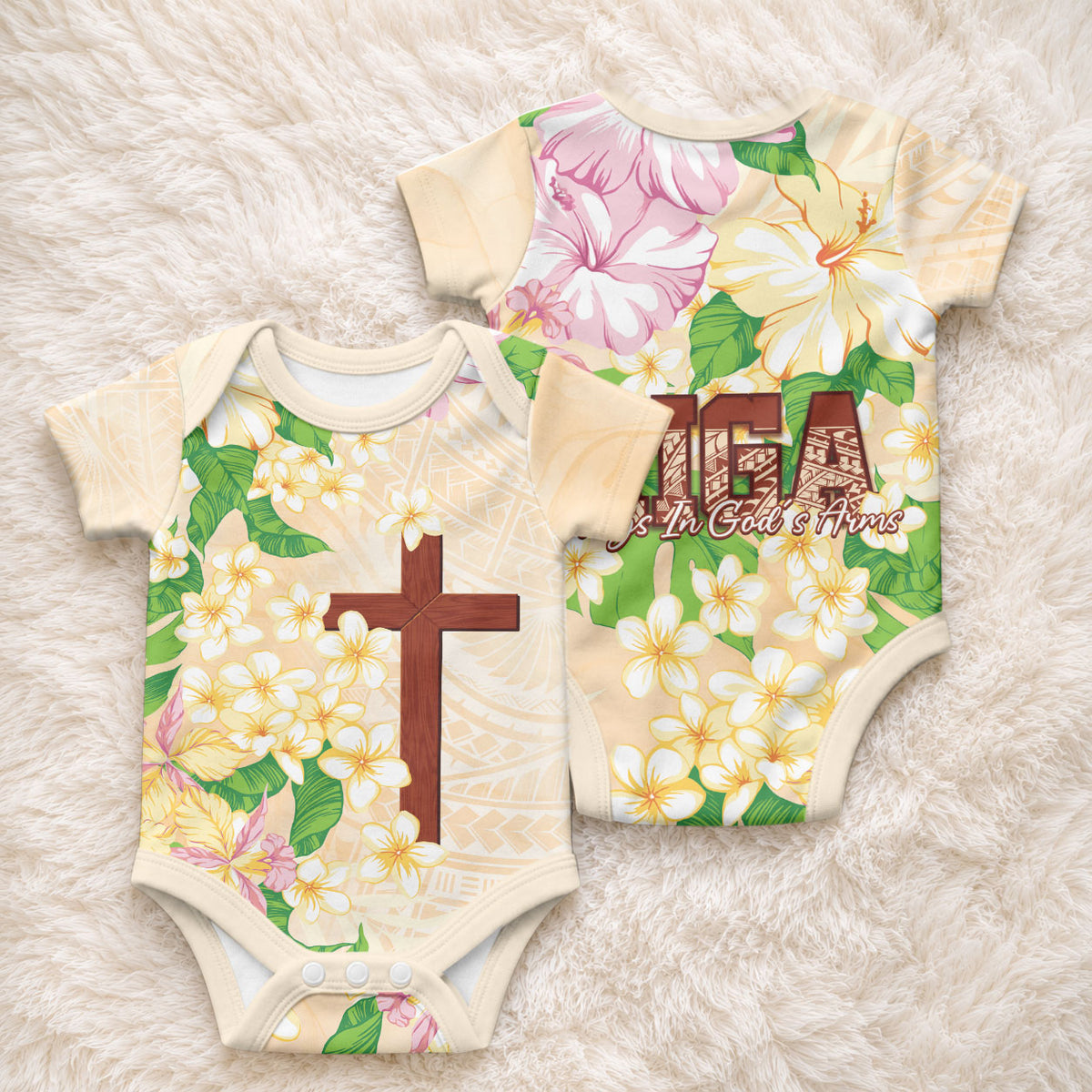 Samoa AIGA Floral Theme Baby Onesie Always In God's Arms
