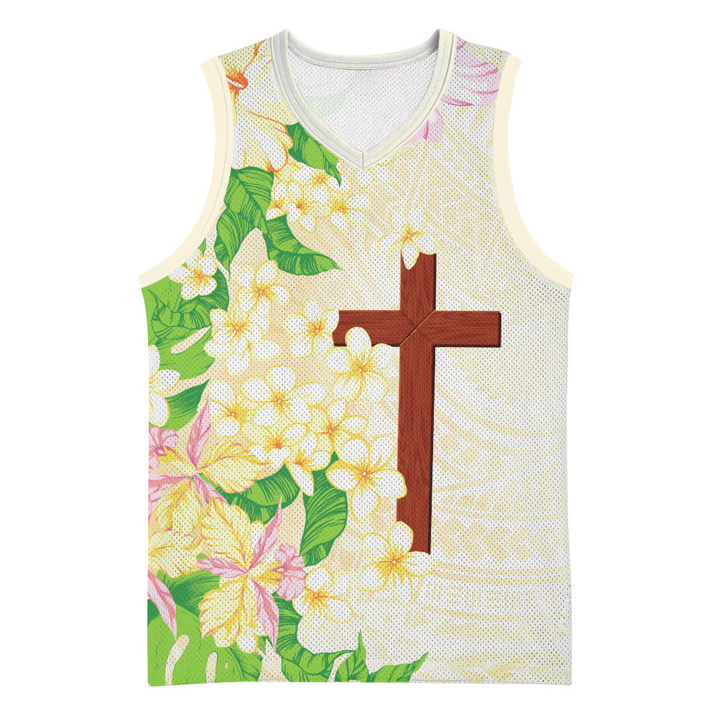 Samoa AIGA Floral Theme Basketball Jersey Always In God's Arms