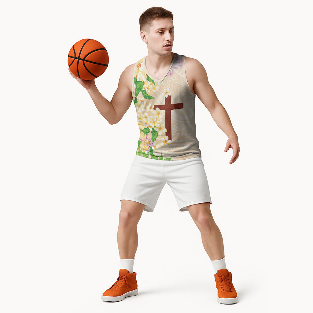Samoa AIGA Floral Theme Basketball Jersey Always In God's Arms