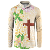 Samoa AIGA Floral Theme Button Sweatshirt Always In God's Arms
