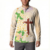 Samoa AIGA Floral Theme Button Sweatshirt Always In God's Arms