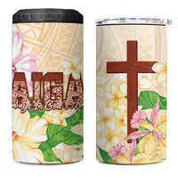 Samoa AIGA Floral Theme 4 in 1 Can Cooler Tumbler Always In God's Arms