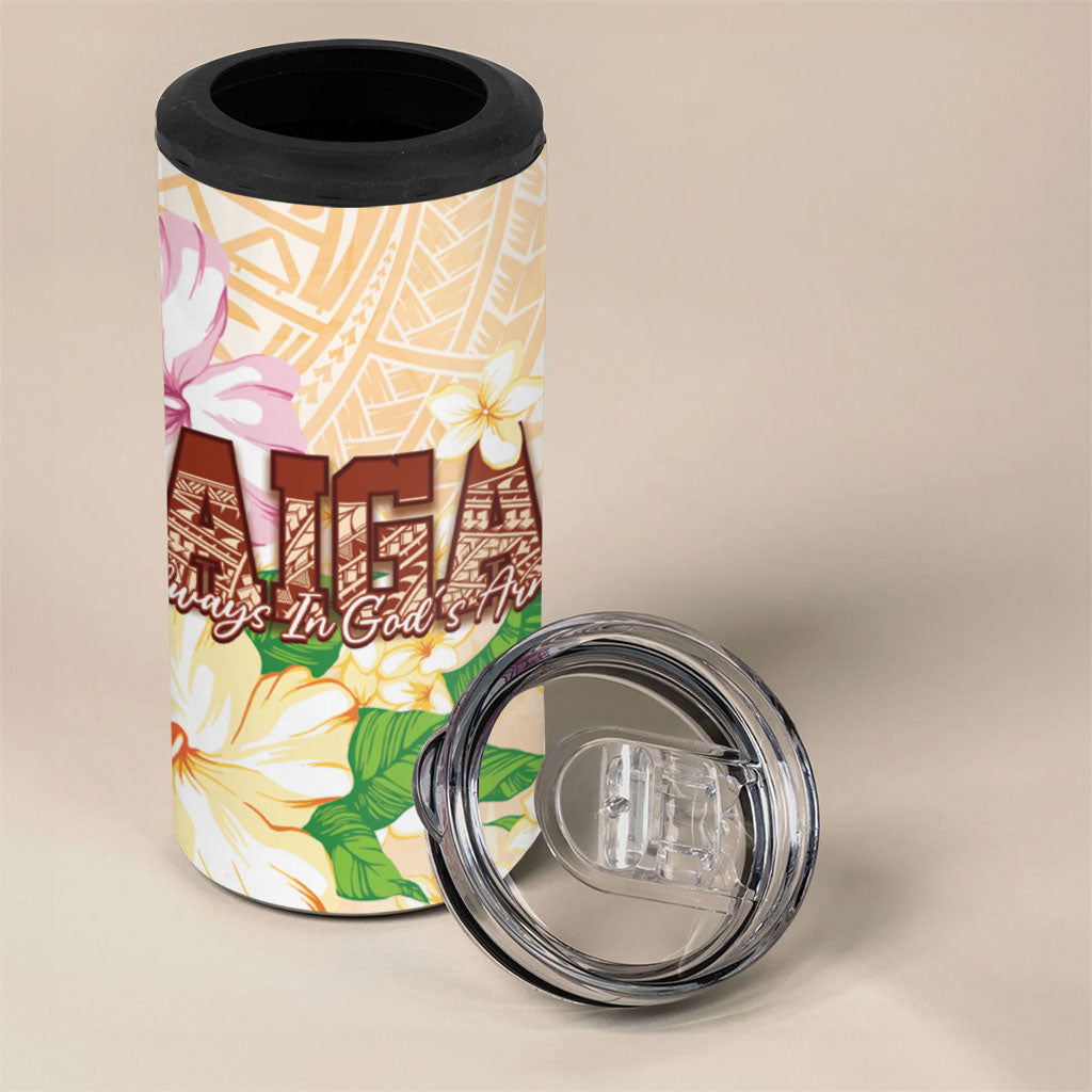 Samoa AIGA Floral Theme 4 in 1 Can Cooler Tumbler Always In God's Arms