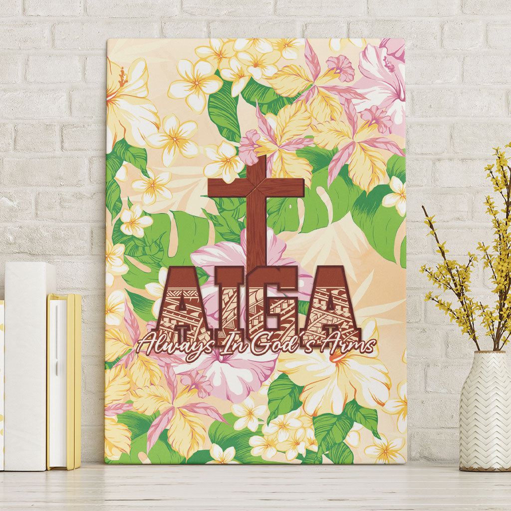 Samoa AIGA Floral Theme Canvas Wall Art Always In God's Arms