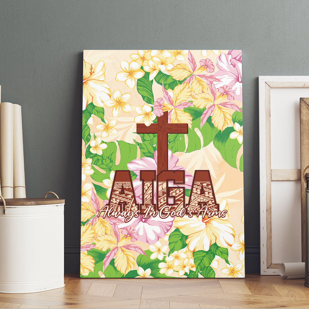 Samoa AIGA Floral Theme Canvas Wall Art Always In God's Arms