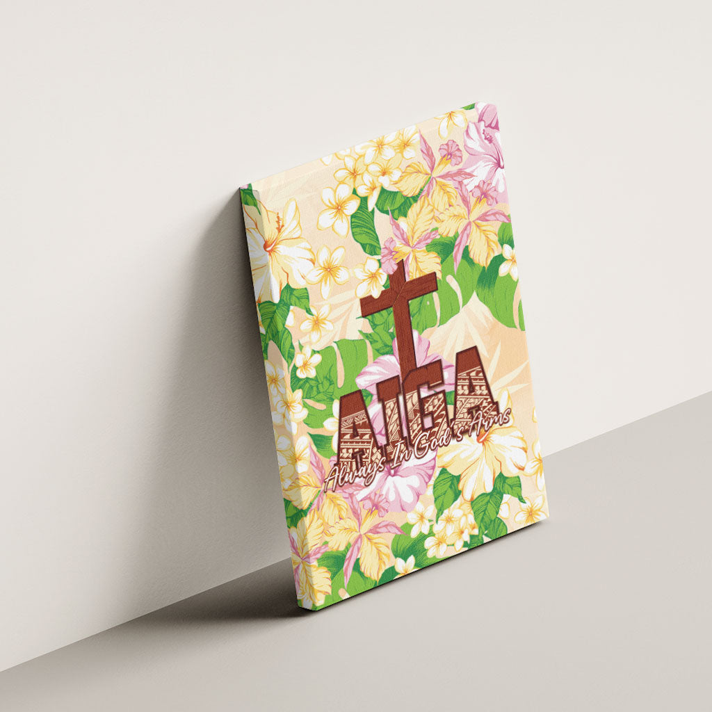 Samoa AIGA Floral Theme Canvas Wall Art Always In God's Arms