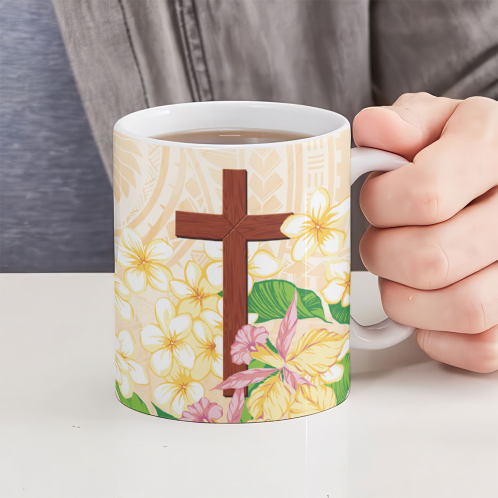 Samoa AIGA Floral Theme Ceramic Mug Always In God's Arms