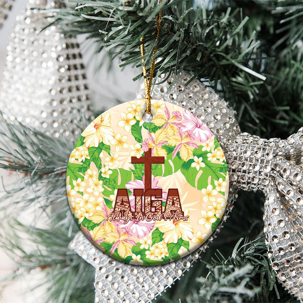 Samoa AIGA Floral Theme Ceramic Ornament Always In God's Arms