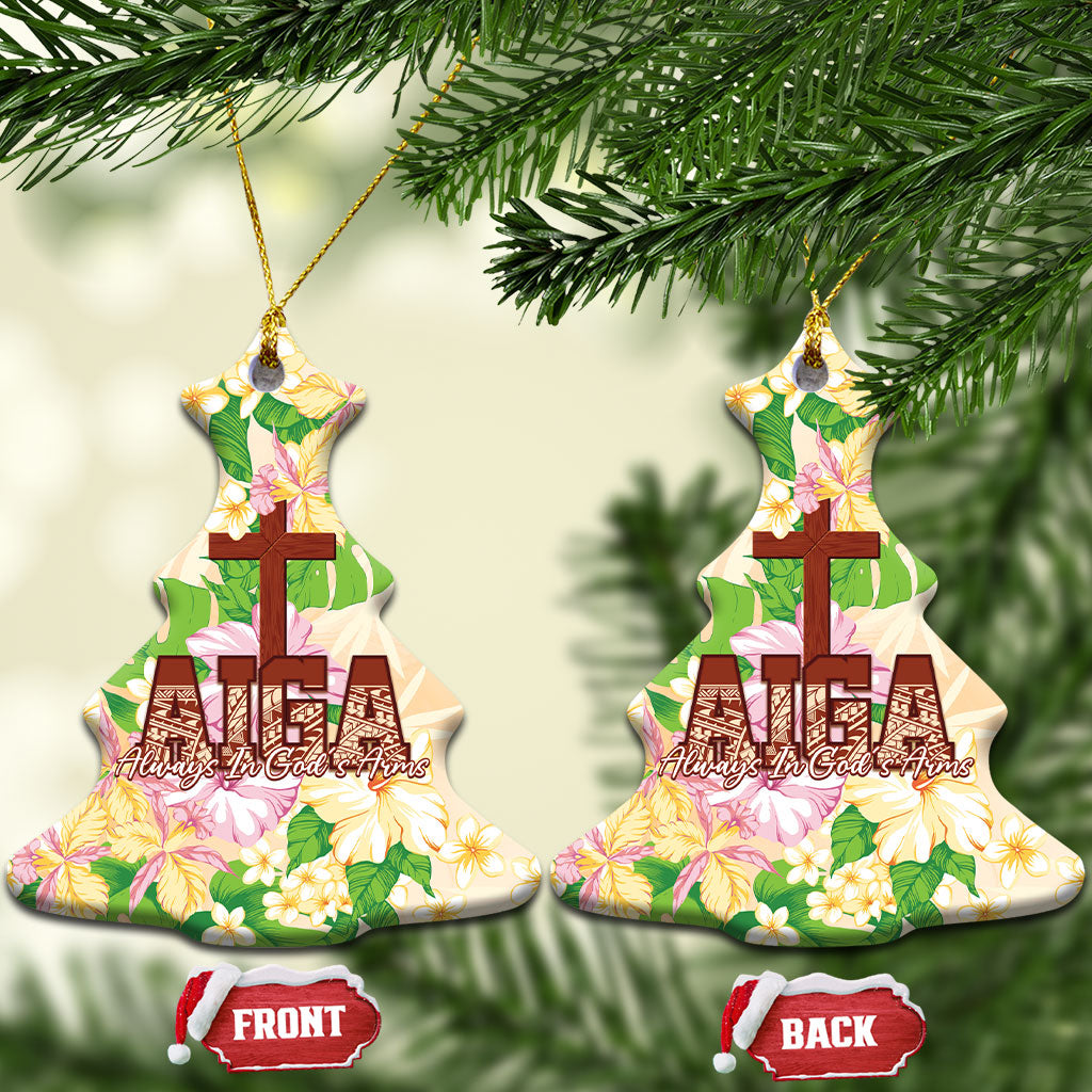 Samoa AIGA Floral Theme Ceramic Ornament Always In God's Arms