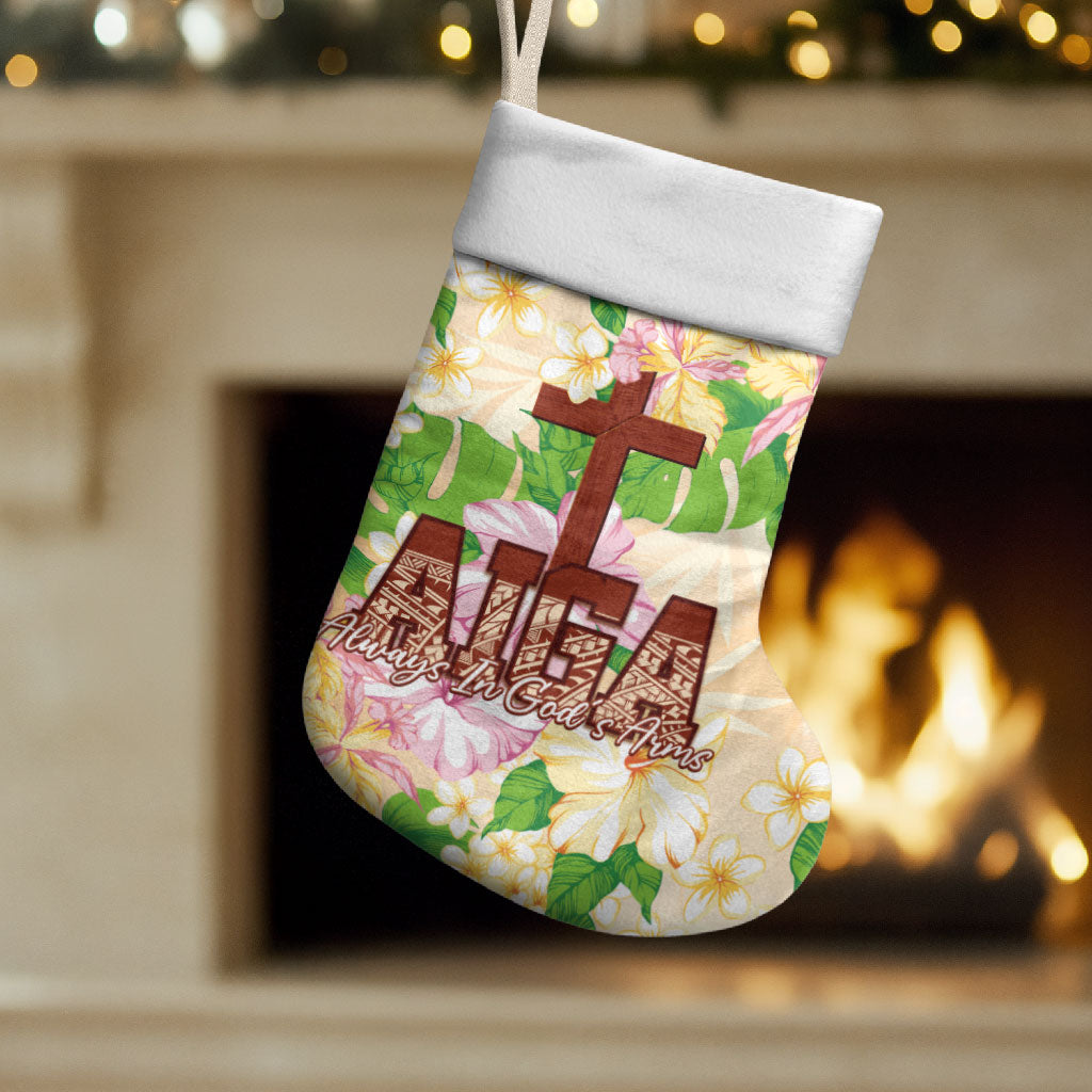 Samoa AIGA Floral Theme Christmas Stocking Always In God's Arms LT7 Set of 2 Multicolor - Polynesian Pride