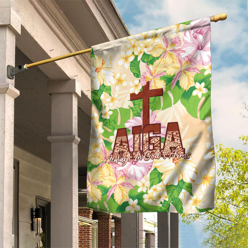 Samoa AIGA Floral Theme Garden Flag Always In God's Arms
