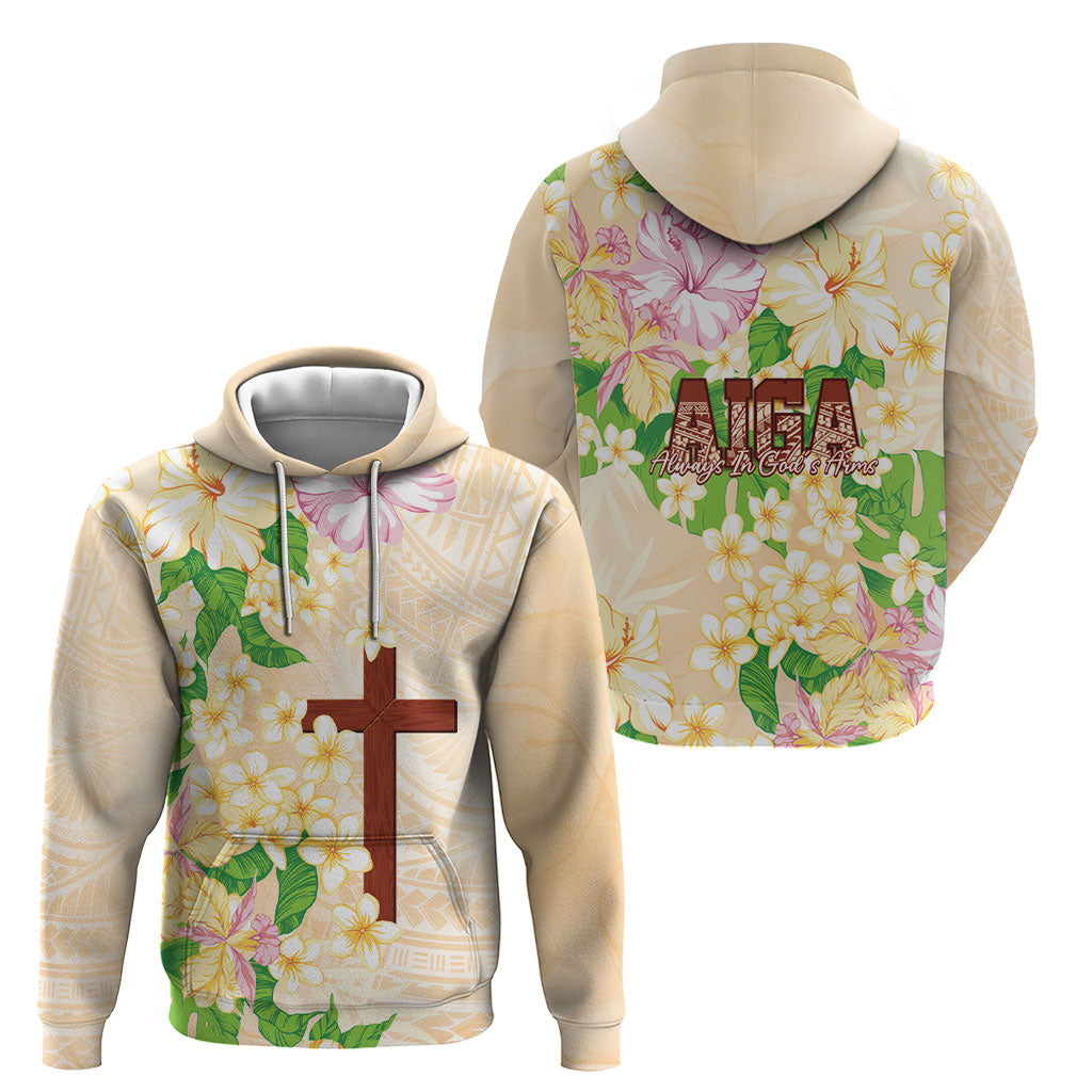 Samoa AIGA Floral Theme Hoodie Always In God's Arms