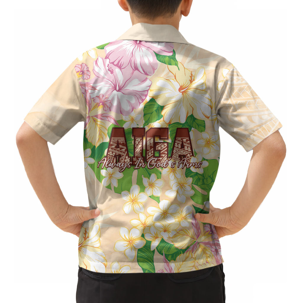 Samoa AIGA Floral Theme Kid Hawaiian Shirt Always In God's Arms