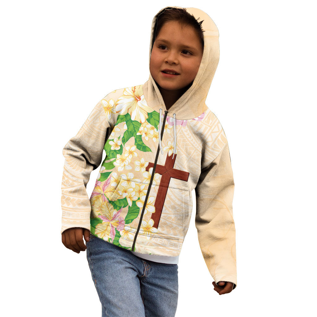 Samoa AIGA Floral Theme Kid Hoodie Always In God's Arms
