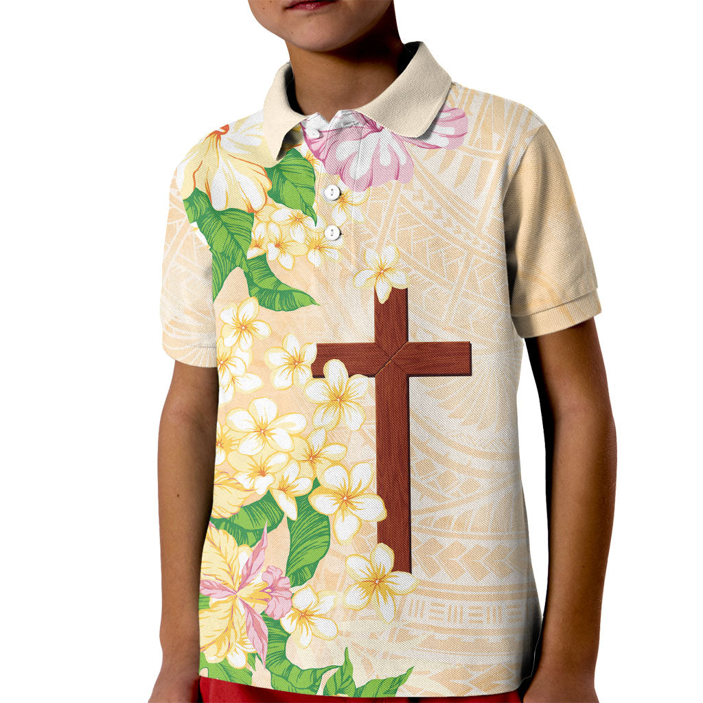 Samoa AIGA Floral Theme Kid Polo Shirt Always In God's Arms
