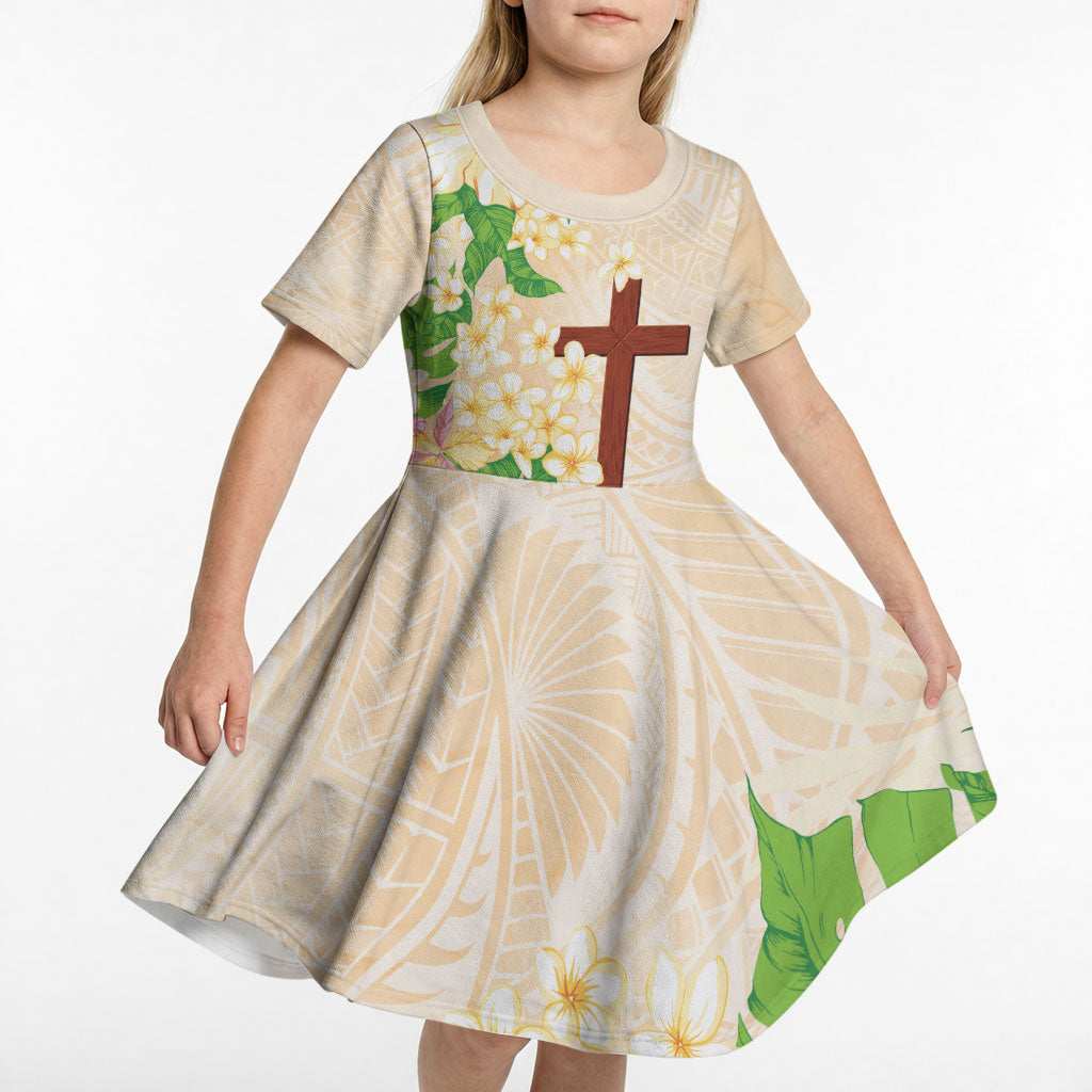 Samoa AIGA Floral Theme Kid Short Sleeve Dress Always In God's Arms