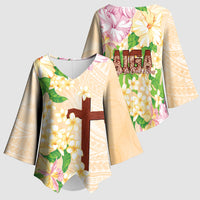 Samoa AIGA Floral Theme Kimono Sleeve Blouse Always In God's Arms