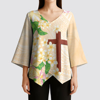 Samoa AIGA Floral Theme Kimono Sleeve Blouse Always In God's Arms