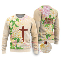 Samoa AIGA Floral Theme Ugly Christmas Sweater Always In God's Arms