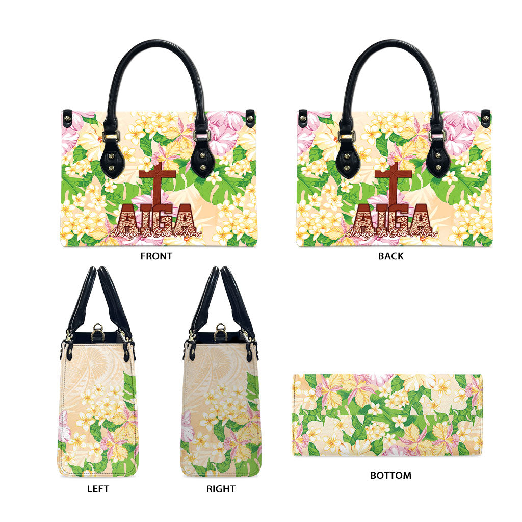 Samoa AIGA Floral Theme Leather Bag Always In God's Arms