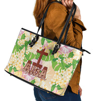 Samoa AIGA Floral Theme Leather Tote Bag Always In God's Arms