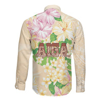 Samoa AIGA Floral Theme Long Sleeve Button Shirt Always In God's Arms