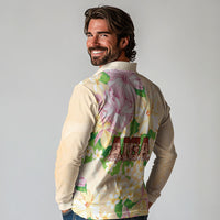Samoa AIGA Floral Theme Long Sleeve Polo Shirt Always In God's Arms