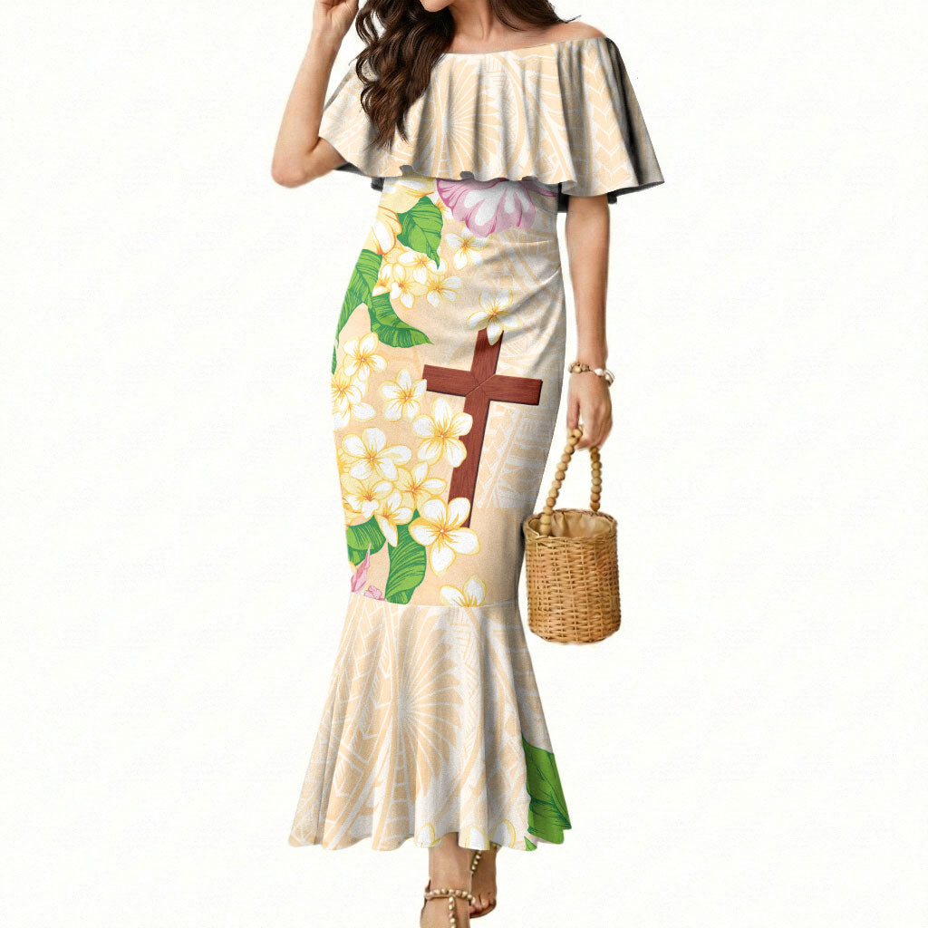 Samoa AIGA Floral Theme Mermaid Dress Always In God's Arms