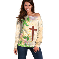 Samoa AIGA Floral Theme Off Shoulder Sweater Always In God's Arms