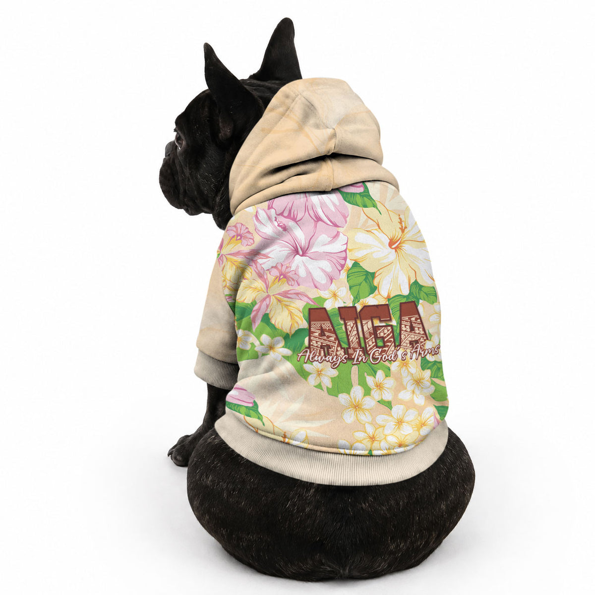 Samoa AIGA Floral Theme Pet Hoodie Always In God's Arms