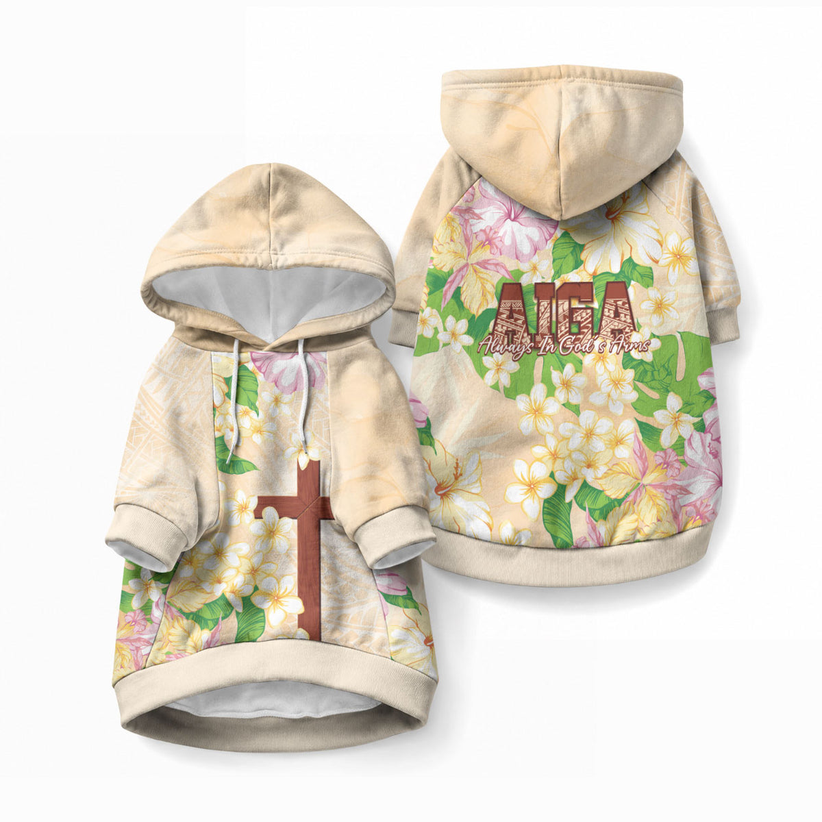Samoa AIGA Floral Theme Pet Hoodie Always In God's Arms