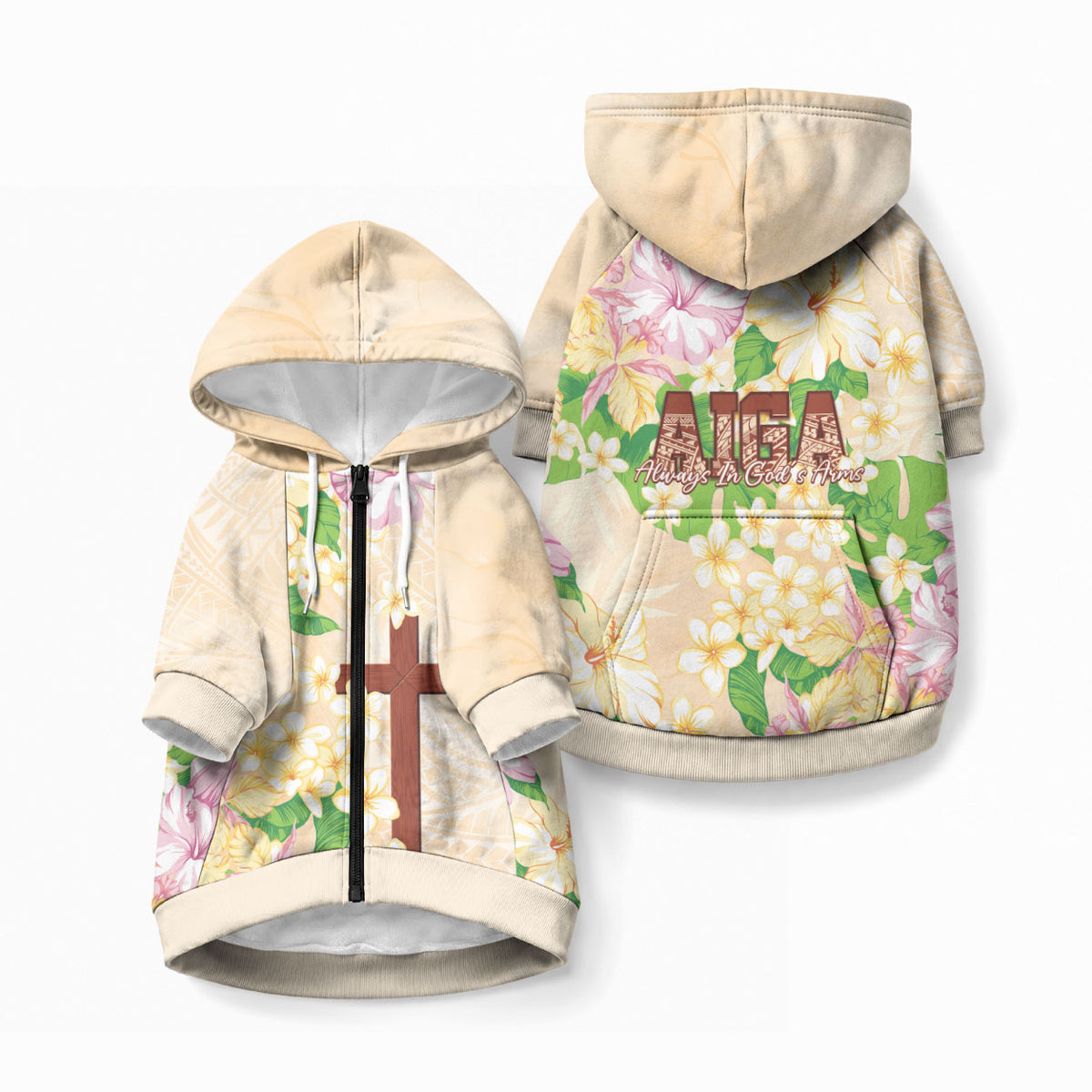 Samoa AIGA Floral Theme Pet Hoodie Always In God's Arms