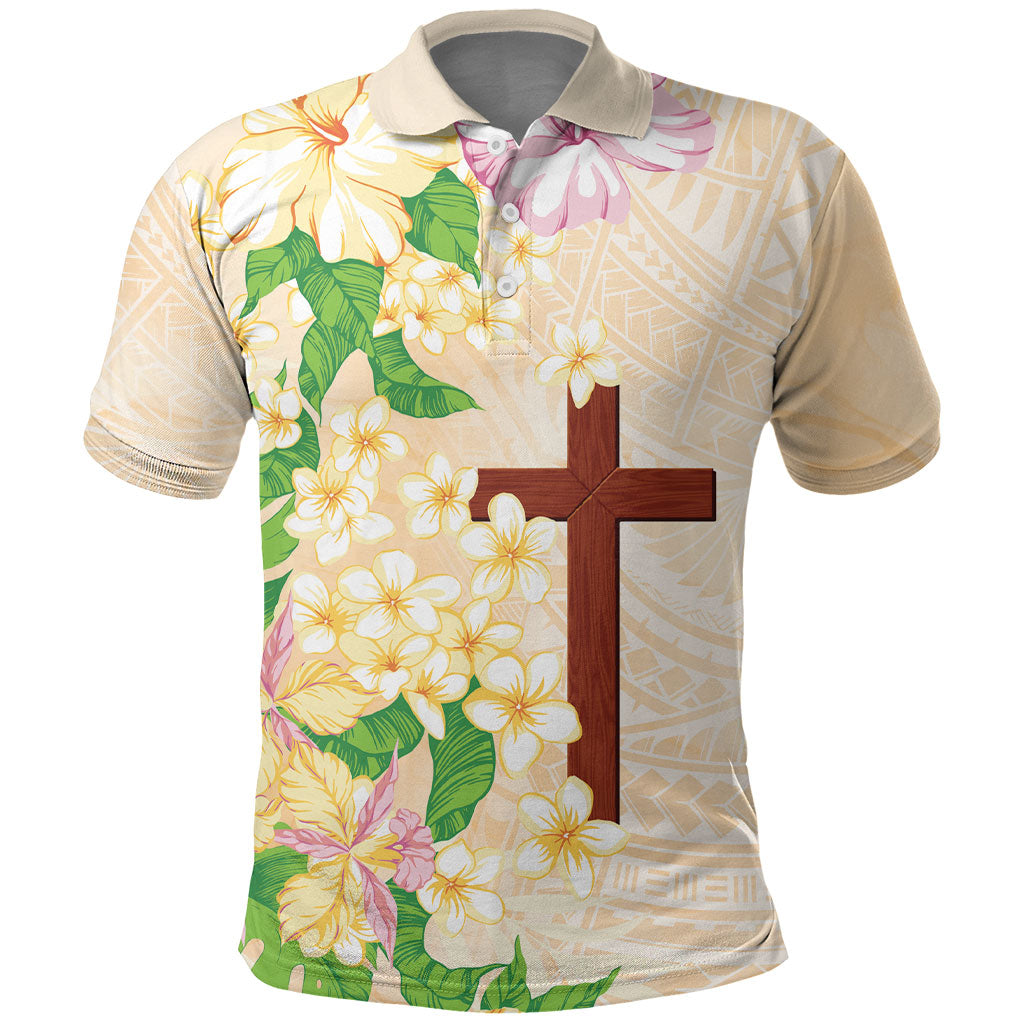 Samoa AIGA Floral Theme Polo Shirt Always In God's Arms LT7 Multicolor - Polynesian Pride
